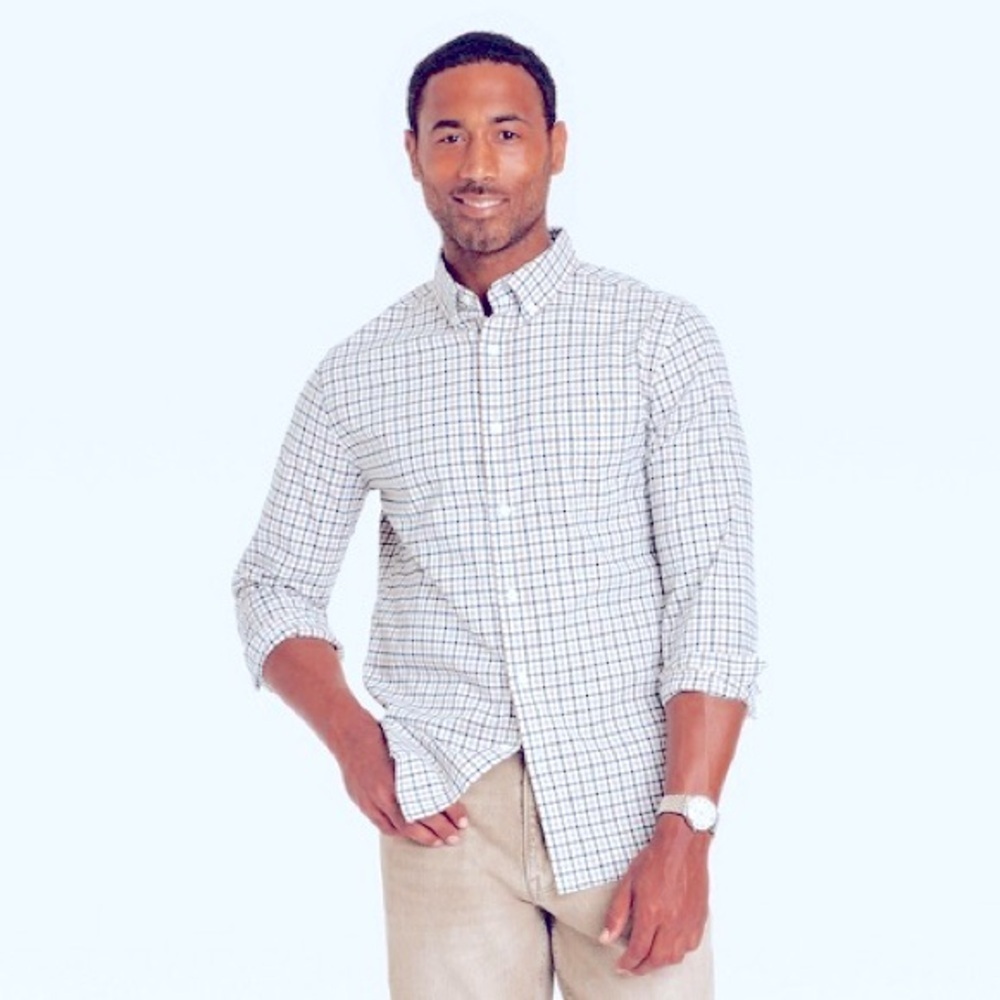 NWT Men’s Goodfellow & Co Standard Fit Button Down | Small | White & Navy Plaid